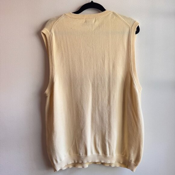 Eddie Bauer Men's Sweater Vest Light Butter Yellow Size L Large Golf Preppy - Picture 2 of 6
